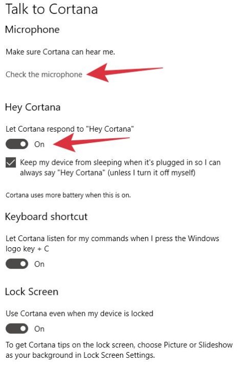mengaktifkan perintah suara Cortana