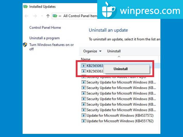 cara uninstall update di windows 10