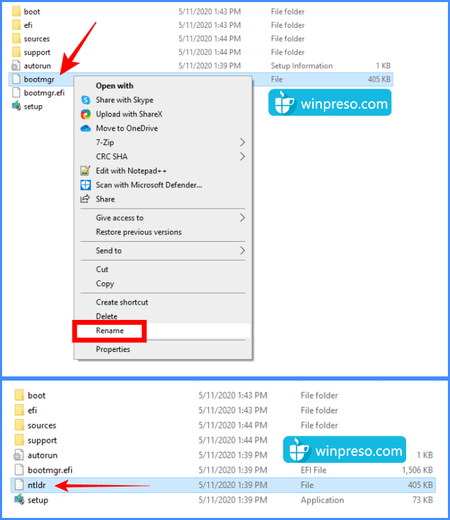 rename file bootmgr, cara membuat flashdisk bootable windows 10 tanpa aplikasi