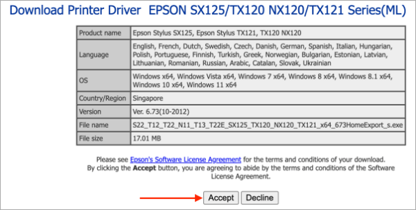 1 download driver epson TX121
