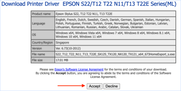 1 download driver printer epson t13x