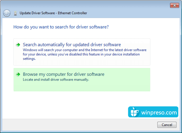 Install driver Ethernet Controller 7