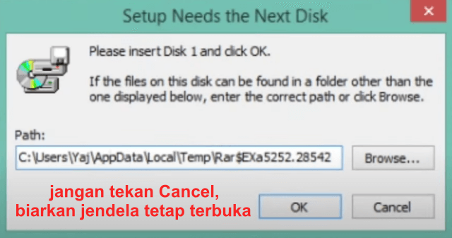 cara mengatasi setup needs the next disk 2